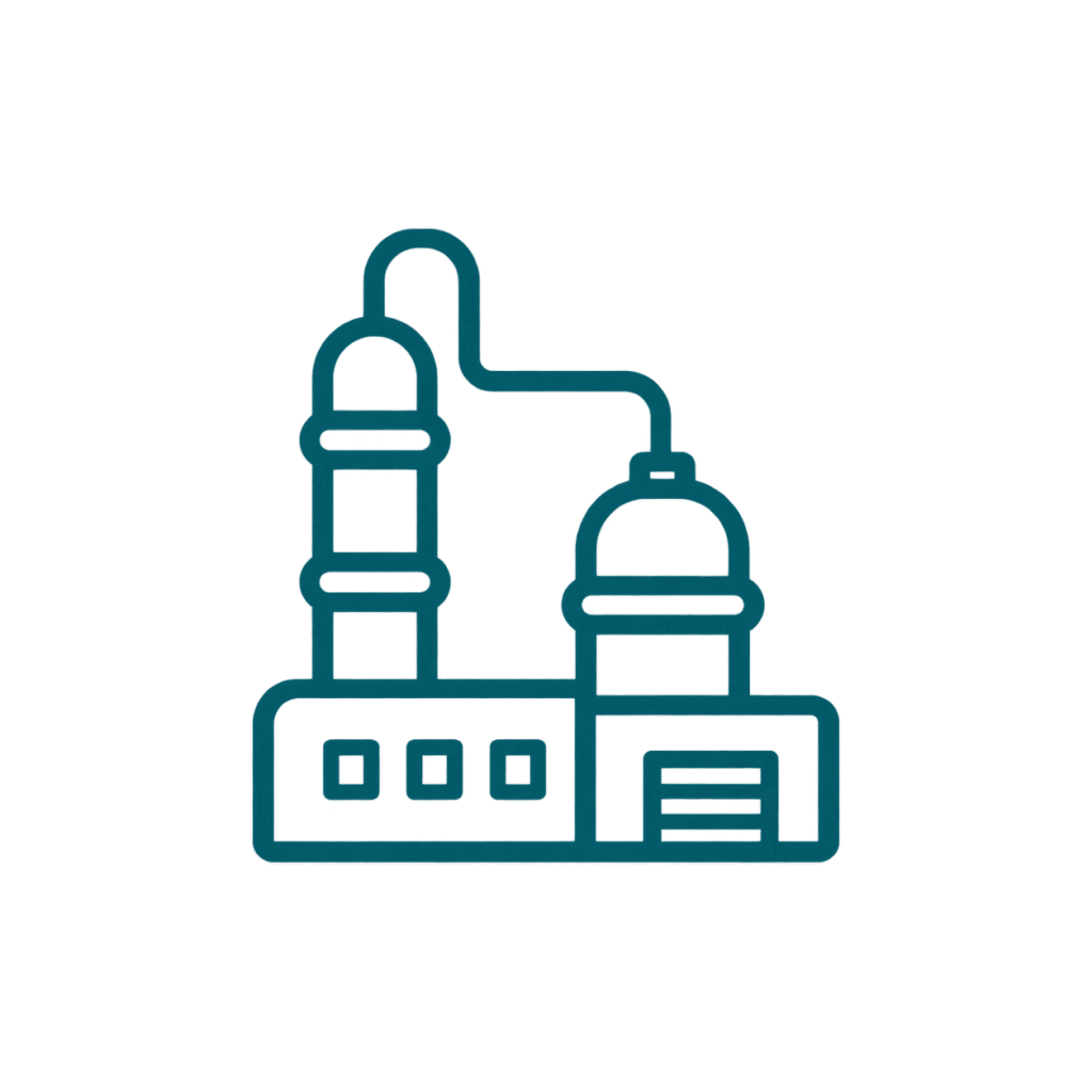 chemical plant with twin process towers