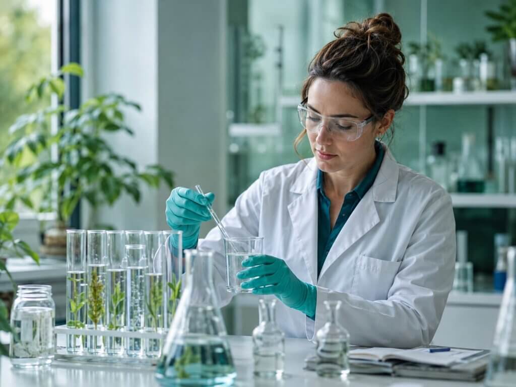Environmental Science environmental scientist analyzing clear water