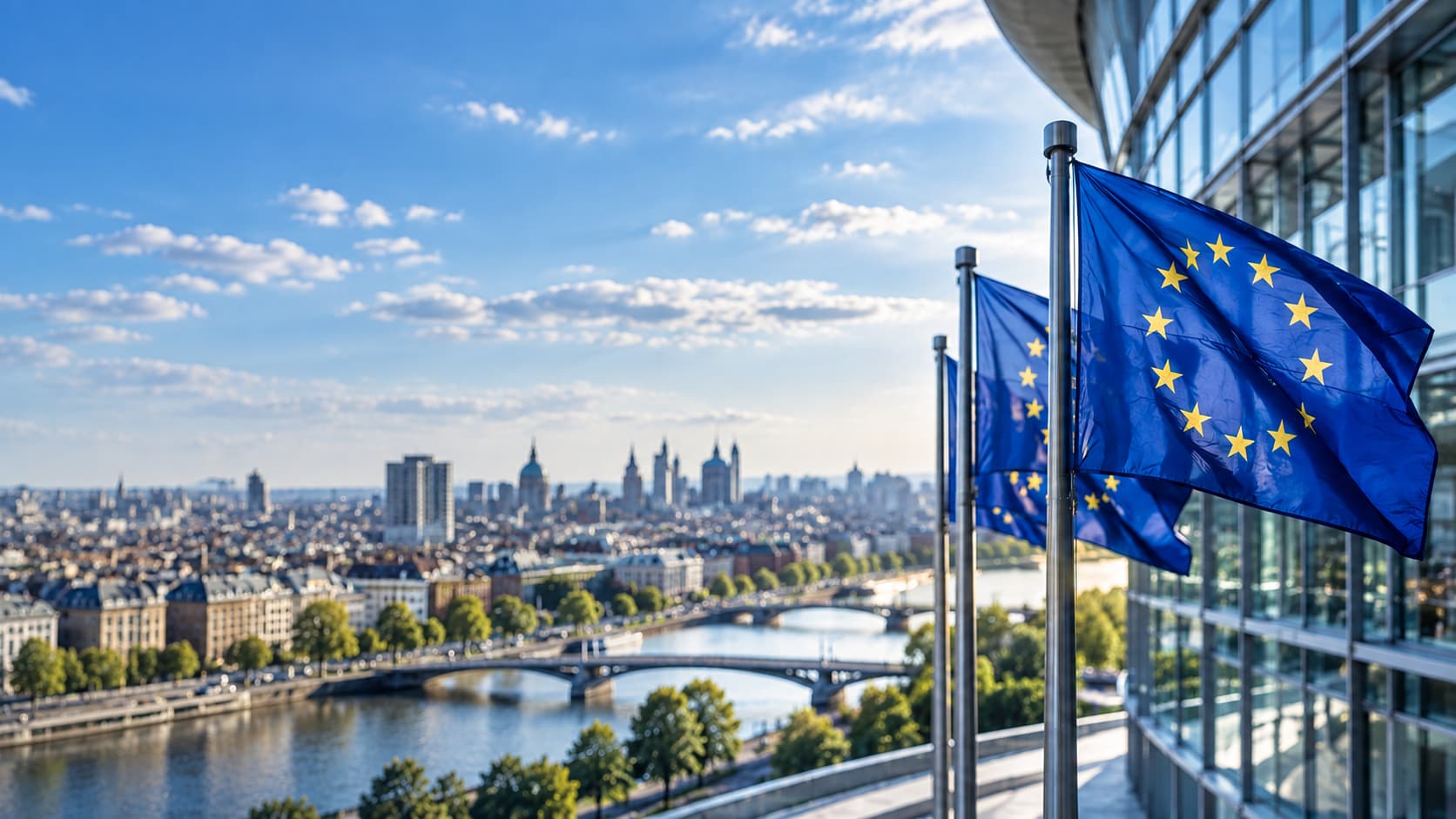 europe city with flags
