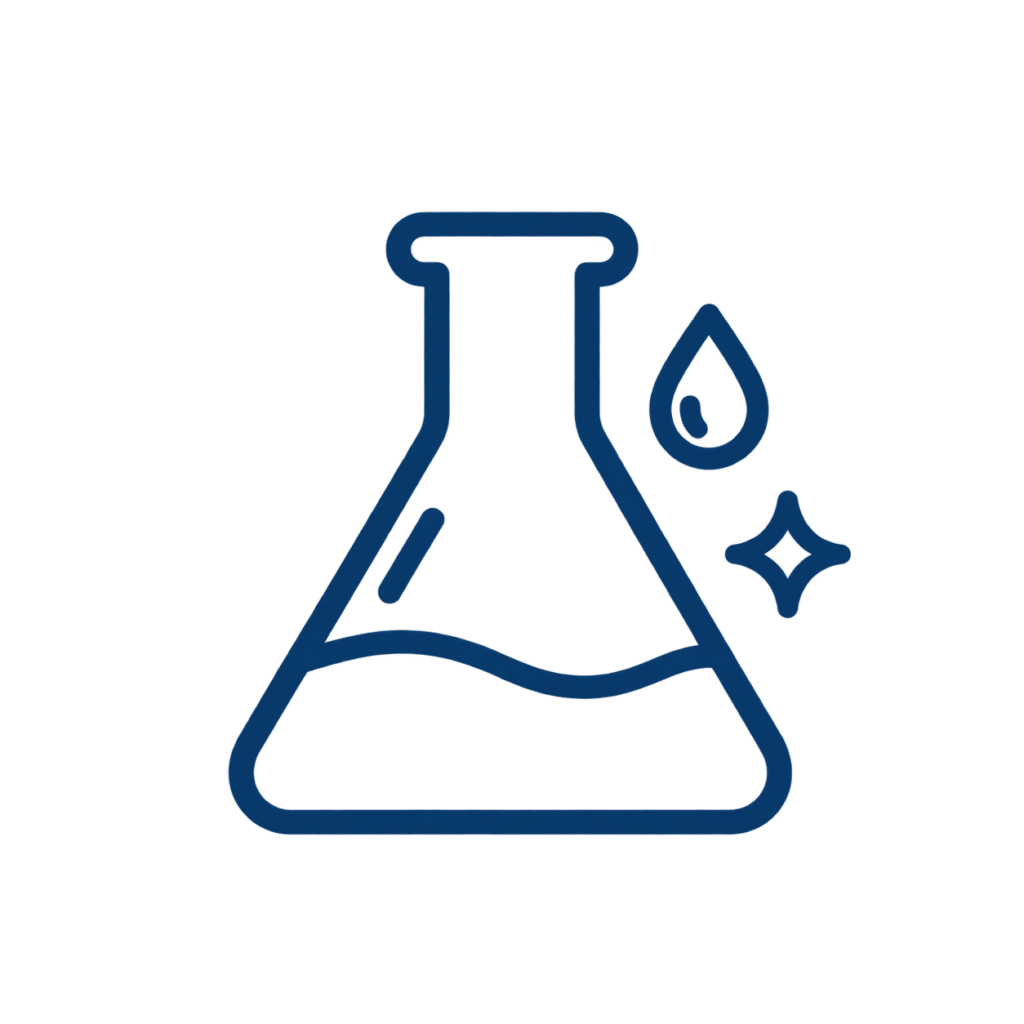 Chemical Contract Manufacturing Recruitment formulation flask with droplet and sparkle