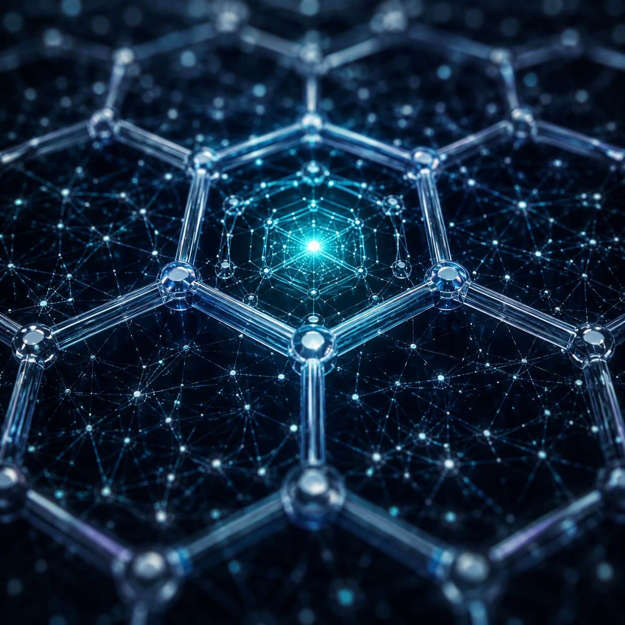Search Methodology luminous hexagonal glass lattice