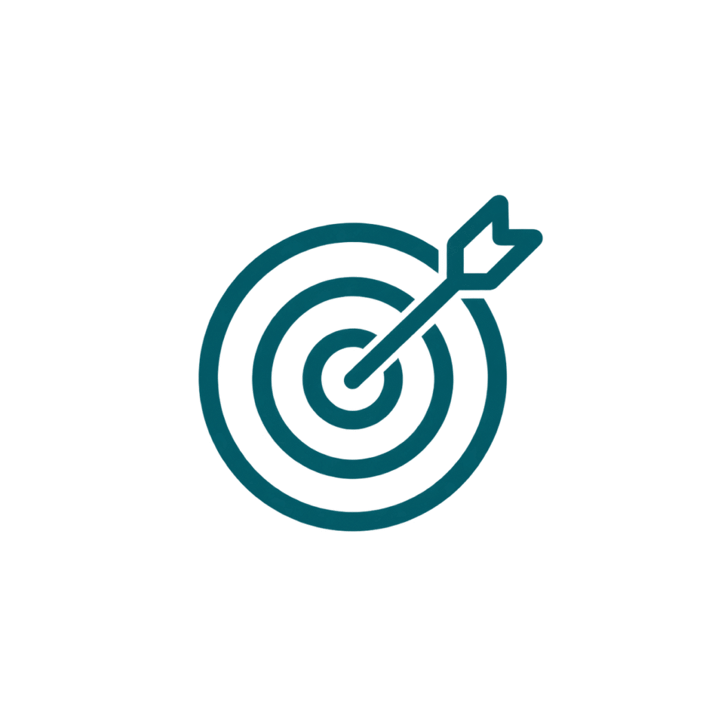 outlined archery target with arrow