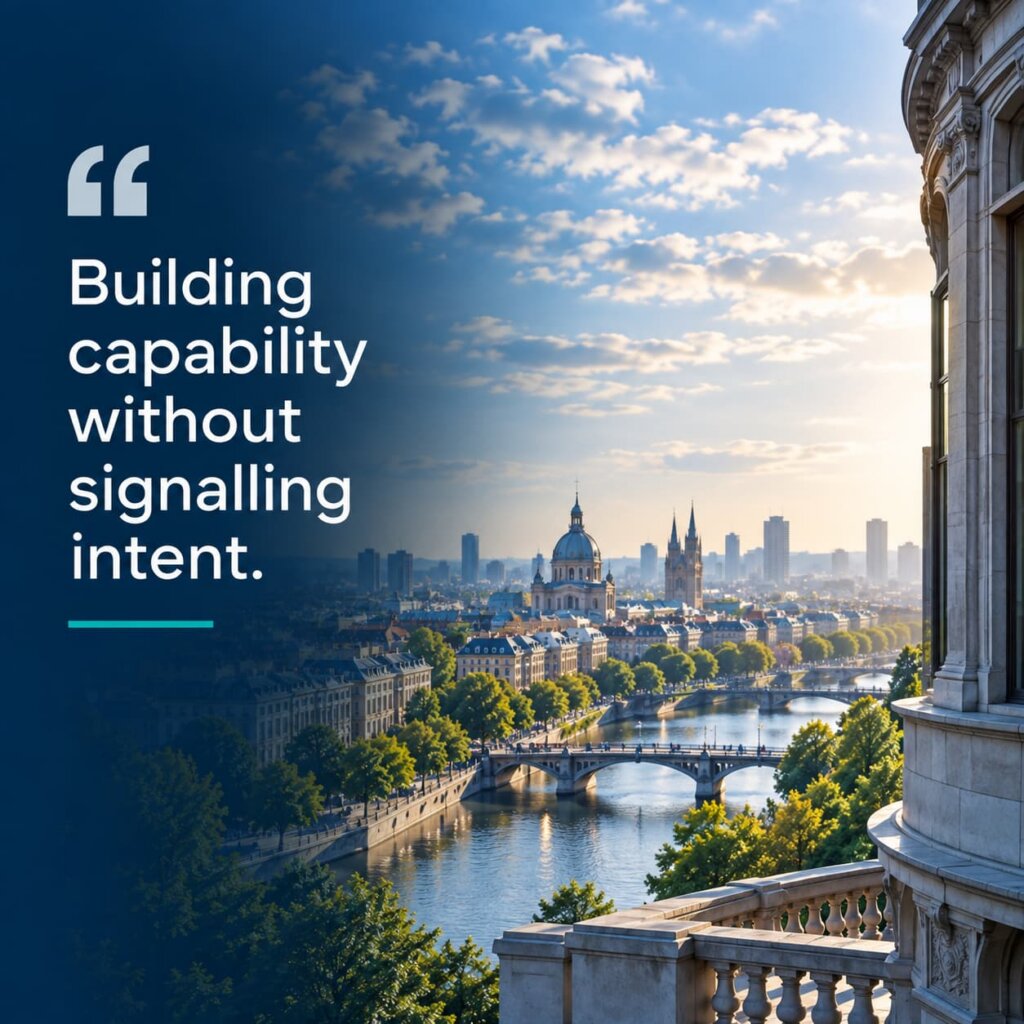 Pan-European Recruitment Case Study sunlit river city corporate banner