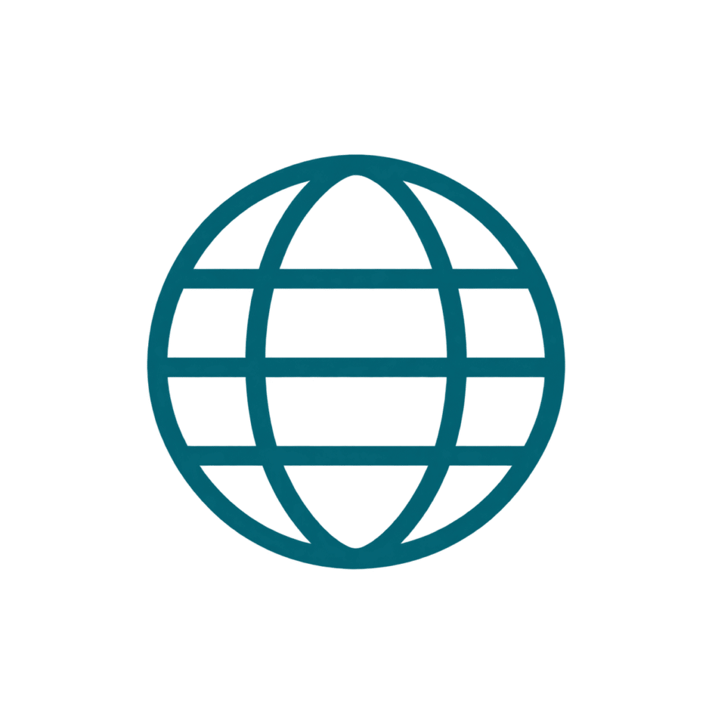 Senior & Strategic Appointments teal minimal globe grid icon