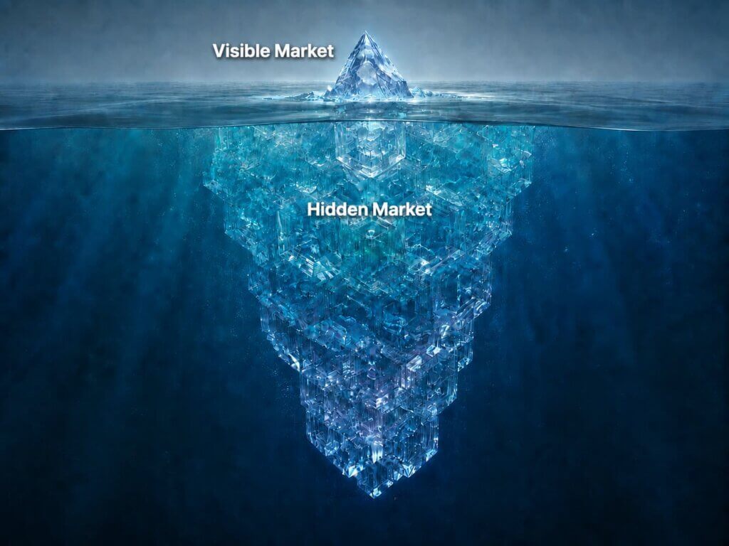 Clients visible and hidden market iceberg