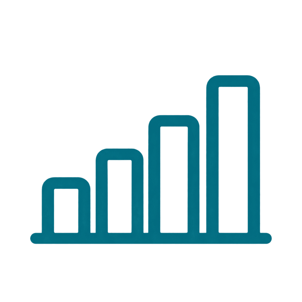 ascending teal bar chart icon