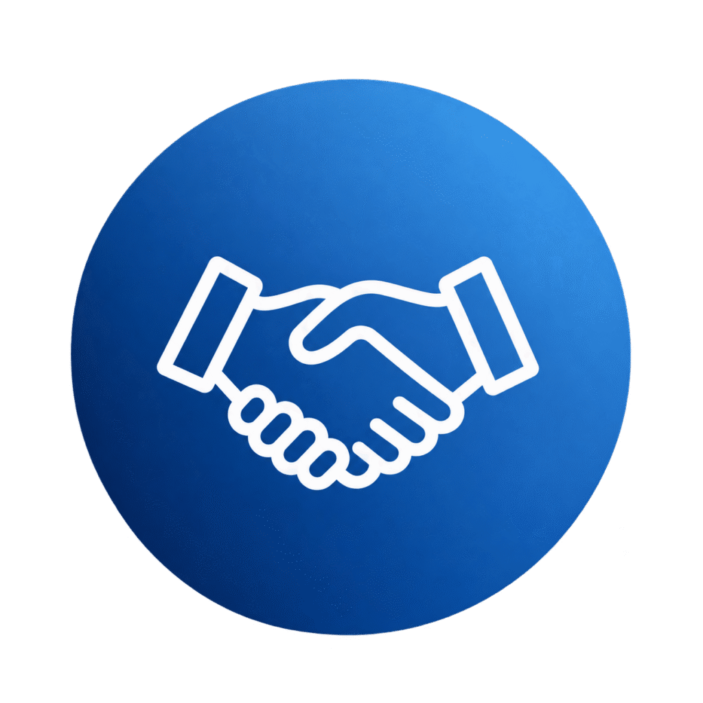 Home blue handshake partnership icon