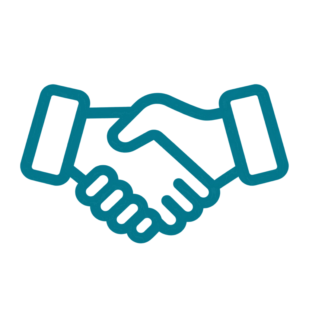 minimal teal handshake icon