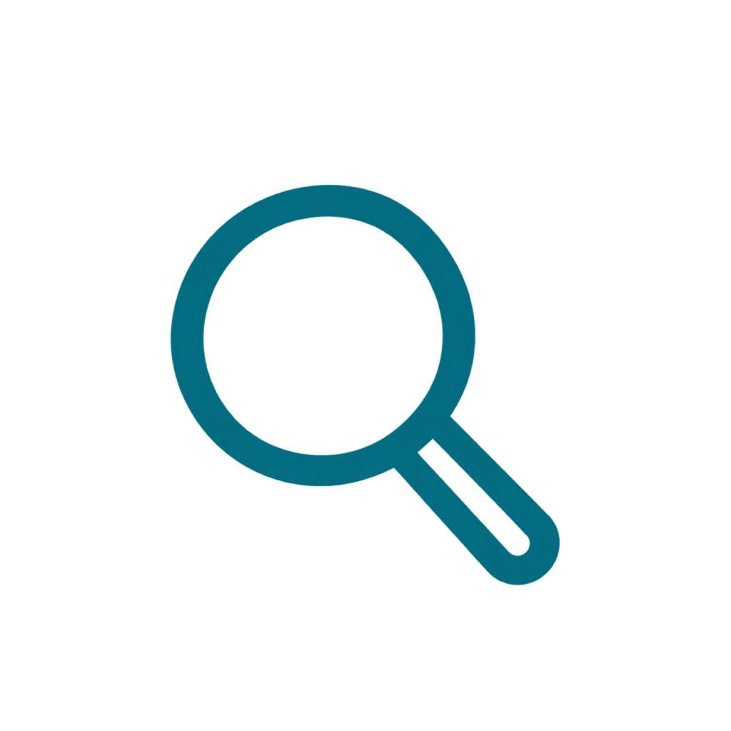 teal magnifying glass icon